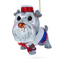 Load image into Gallery viewer, Dapper Schnauzer Sporting a Hat Glass Christmas Ornament