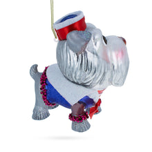 Load image into Gallery viewer, Dapper Schnauzer Sporting a Hat Glass Christmas Ornament