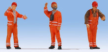 Load image into Gallery viewer, Noch 17820 O Scale German Railroad Switchmen -- Orange Uniforms pkg(3)