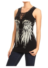 Load image into Gallery viewer, Women’s BLACK Oversized Angel Wing Tank Top