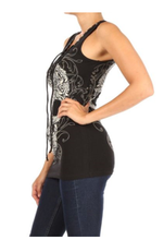 Load image into Gallery viewer, Women’s BLACK Baroque Skull Graphic Tank Top
