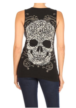 Load image into Gallery viewer, Women’s BLACK Baroque Skull Graphic Tank Top