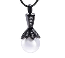 Load image into Gallery viewer, Crystal Flower &amp; Pearl Cremation Urn Necklace With Rhinestones