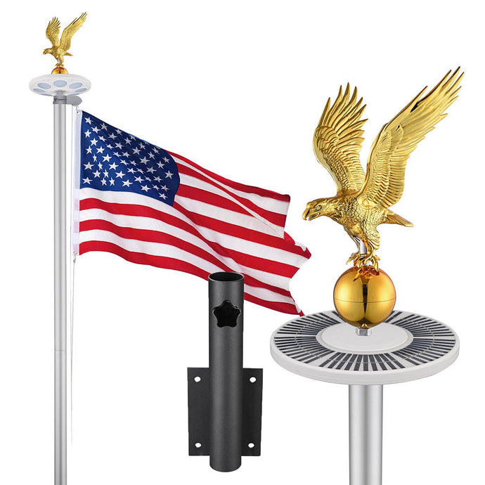 Yescom Bravery MEGA Flagpole with Dock Mount, Light & Regal Eagle Topper