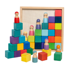 Load image into Gallery viewer, **Pre-order (Ships in 2-3 Weeks)**36 Pcs STAINED Rainbow Mosaic Building Blocks in Primary Colors