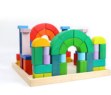 Load image into Gallery viewer, Large STAINED Romanesque Stacking Puzzles Building Blocks
