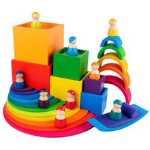Load image into Gallery viewer, **Pre-order (Ships in 1-2 Weeks)**12-Piece Rainbow Wooden Peg Dolls – Primary Color