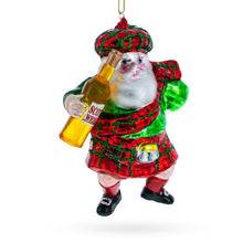 Load image into Gallery viewer, Scottish Santa in Kilt Glass Christmas Ornament