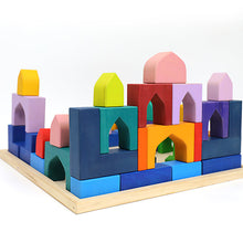 Load image into Gallery viewer, 54 Pcs STAINED Arabian 1001 Nights Inspired Wooden Building Blocks Set with Tray