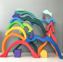 Load image into Gallery viewer, **Pre-order (Ships in 2-3 Weeks)**Large STAINED Four Elements Wooden Stacking Puzzles Building Blocks