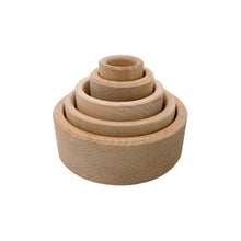 Load image into Gallery viewer, 5 Pcs Natural Wooden Stacking Nesting Cup Bowl Set