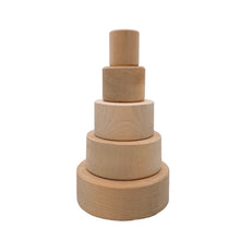 Load image into Gallery viewer, 5 Pcs Natural Wooden Stacking Nesting Cup Bowl Set