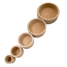 Load image into Gallery viewer, 5 Pcs Natural Wooden Stacking Nesting Cup Bowl Set