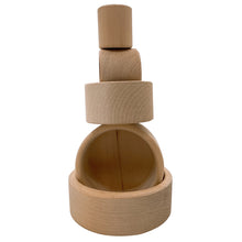 Load image into Gallery viewer, 5 Pcs Natural Wooden Stacking Nesting Cup Bowl Set