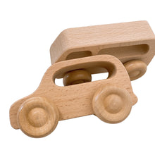 Load image into Gallery viewer, 7 Pcs Natural Wooden Cars Set with 3 pcs Peg Dolls
