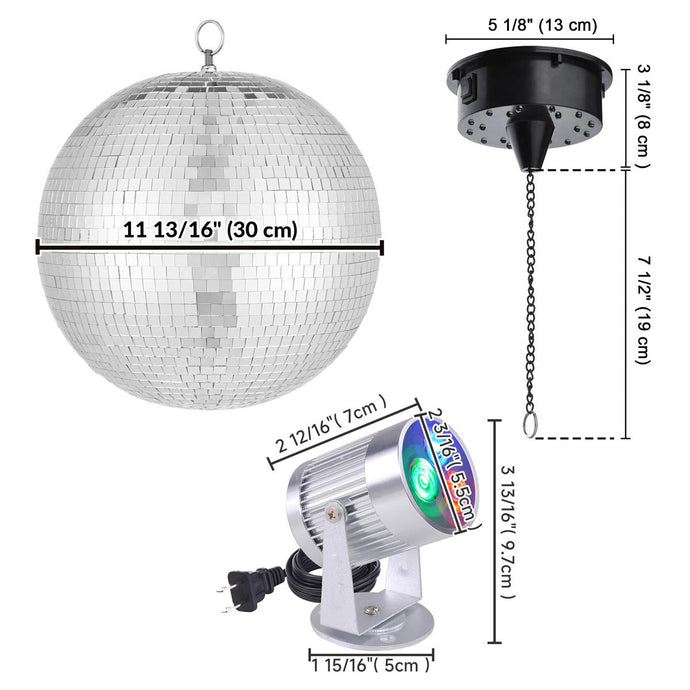Yescom Shiny Disco Ball with Motor, RGB Light Home Party(12