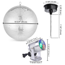 Load image into Gallery viewer, Yescom Shiny Disco Ball with Motor, RGB Light Home Party(12&quot;, 16&quot; Opts)