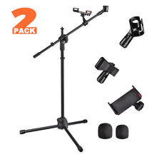 Load image into Gallery viewer, Yescom Studio Mic Stand with Boom 2 Mic Clips Phone Holder H5&#39;11&quot;