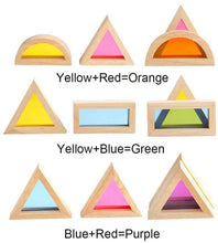 Load image into Gallery viewer, **Pre-order (Ships in 2-3 Weeks)**24 Pcs Rainbow Acrylic Sensory Wooden Building Blocks