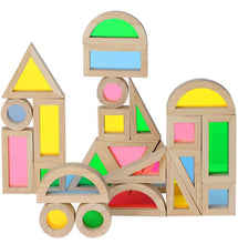 Load image into Gallery viewer, **Pre-order (Ships in 2-3 Weeks)**24 Pcs Rainbow Acrylic Sensory Wooden Building Blocks