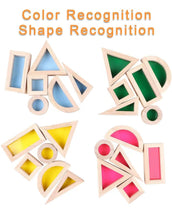 Load image into Gallery viewer, **Pre-order (Ships in 2-3 Weeks)**24 Pcs Rainbow Acrylic Sensory Wooden Building Blocks