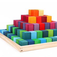 Load image into Gallery viewer, **Pre-order (Ships in 2-3 Weeks)**100 Pcs STAINED Large Stepped Pyramid Wooden Stacking Building Blocks