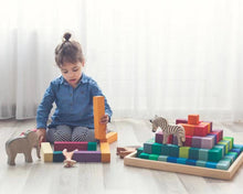 Load image into Gallery viewer, **Pre-order (Ships in 2-3 Weeks)**100 Pcs STAINED Large Stepped Pyramid Wooden Stacking Building Blocks
