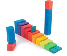 Load image into Gallery viewer, **Pre-order (Ships in 2-3 Weeks)**100 Pcs STAINED Large Stepped Counting Wooden Stacking Blocks