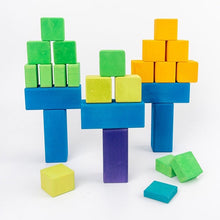 Load image into Gallery viewer, **Pre-order (Ships in 2-3 Weeks)**100 Pcs STAINED Large Stepped Counting Wooden Stacking Blocks