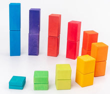 Load image into Gallery viewer, **Pre-order (Ships in 2-3 Weeks)**100 Pcs STAINED Large Stepped Counting Wooden Stacking Blocks