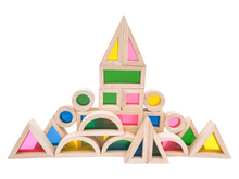 Load image into Gallery viewer, **Pre-order (Ships in 2-3 Weeks)**24 Pcs Rainbow Acrylic Sensory Wooden Building Blocks
