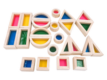 Load image into Gallery viewer, **Pre-order (Ships in 2-3 Weeks)**24 Pcs Rainbow Acrylic Sensory Wooden Building Blocks