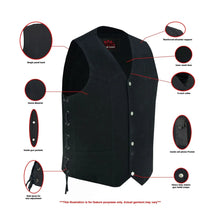 Load image into Gallery viewer, Men's Traditional Denim Motorcycle Vest with Side Laces – Smart Access Pockets
