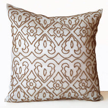 Load image into Gallery viewer, Gold Ivory Throw Pillow Case, Gold Beads Designer Pillows, Bed Sofa Couch Pillow,Decorative pillow