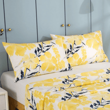 Load image into Gallery viewer, Tache Microfiber Watercolor Tropical Floral Yellow Blue Pillowcase (JHW-841)
