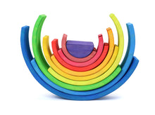 Load image into Gallery viewer, **Pre-order (Ships in 2-3 Weeks)**10 Pcs STAINED Wooden Rainbow Stacking Puzzle Blocks in Sunset Color