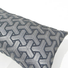 Load image into Gallery viewer, Japanese Sashiko Design Gray Silk Pillow Case With Gray Beads Embroidery, Decorative Throw Cushion Cover