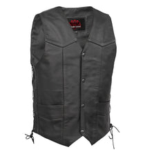 Load image into Gallery viewer, Men's Traditional Leather side lacing Vest - Black
