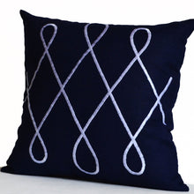 Load image into Gallery viewer, Blue Throw Pillow Covers, Navy Blue Pillow Cover, Embroidered Pillow Cover