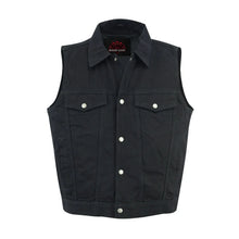 Load image into Gallery viewer, Snap Front Men's Denim Motorcycle Vest  - Black