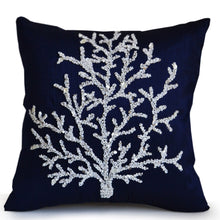 Load image into Gallery viewer, Beaded Large Coral Throw Pillow Cover
