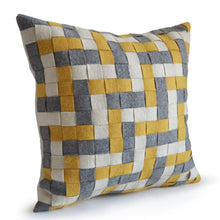 Load image into Gallery viewer, Decorative Grey Yellow Ivory Felt Pillow Cover  Accent Throw Pillow Gift Pillow Nursery Decor