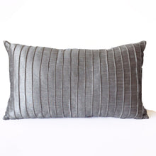 Load image into Gallery viewer, Decorative Accent Pillow Cover Grey Silk Pleated Textured Lumbar Pillow Host Gift Bedding