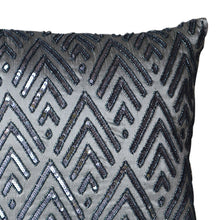 Load image into Gallery viewer, Decorative Faux Silk Mountain Pattern Pillow Cover With Hand Embroidered Sequins And Beads -Elegant Home And Living Decor Idea