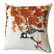 Load image into Gallery viewer, Autumn Leaves and Bird Pillow