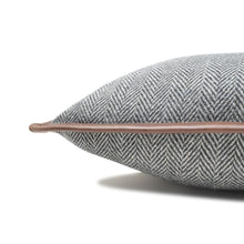 Load image into Gallery viewer, Chevron Wool Throw Pillow With Leather Trim