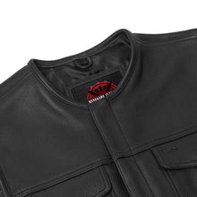 Load image into Gallery viewer, Men's Black Leather Motorcycle Vest with Upgraded Style