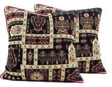 Load image into Gallery viewer, DaDalogy Bedding Dark Noir Botanical Mughal Floral Vintage Fleur Tapestry Throw Pillow Covers 16" (18197)
