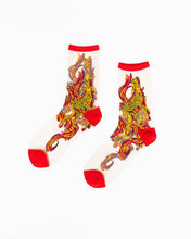 Load image into Gallery viewer, Flaming Cheetah Sheer Crew Sock