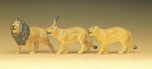 Load image into Gallery viewer, Preiser 20379 HO Scale Animals -- Lions (1 Male, 2 Females)